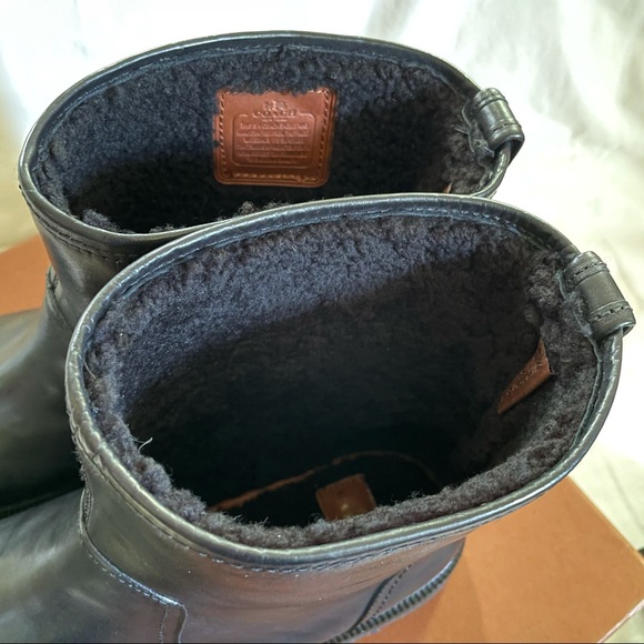 NWB COACH Casual Leather Boots with Shearling - Picture 11 of 13